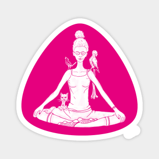 Yoga woman with pets Magnet