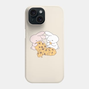 Two Cute Bunnies Enjoying Giant Chocolate Cookies Phone Case