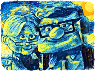 UP Carl Couple Van Gogh Style Magnet