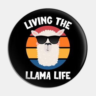 Living The Llama Life | Funny Kawaii Llama with Sunset Pin