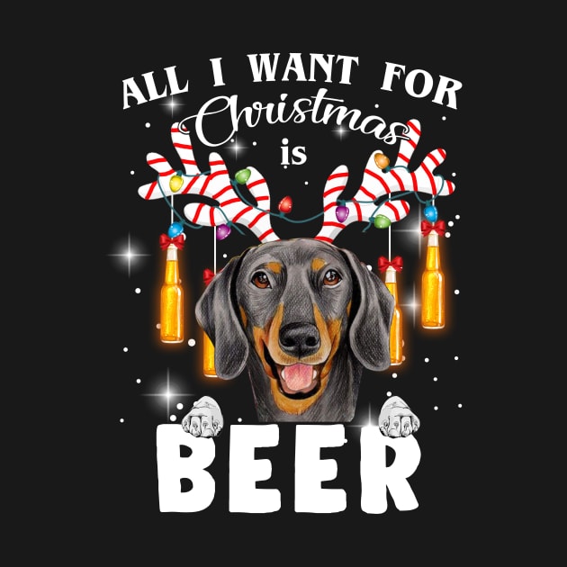 All I Want For Christmas Is Beer Dachshund by TeeAbe