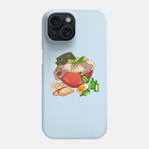 Drunk ramen cat Phone Case by vooolatility