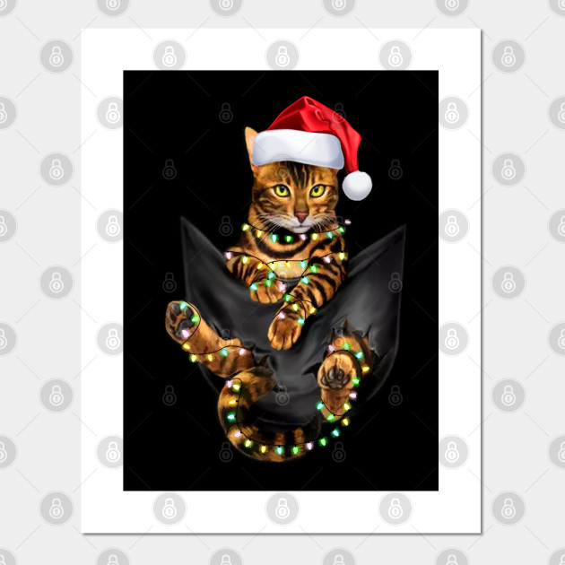 Bengal Cat Christmas Lights In Pocket Funny Cat Lovers Gift