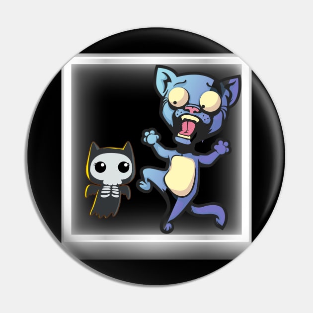 Funny Cat Scary Halloween Pin by Molki Store