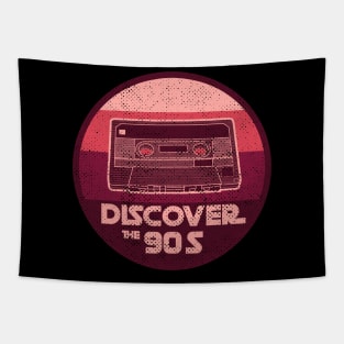 DISCOVER THE 90S vintage retro 90s nostalgia design second color version with distress Tapestry