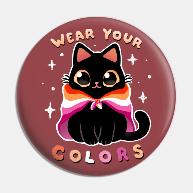 Lesbian LGBT Pride Cat - Kawaii Rainbow Kitty - Wear your colors Pin by BlancaVidal