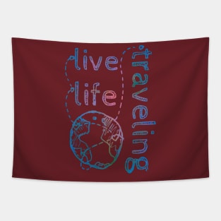 Live Life Traveling blue Tapestry