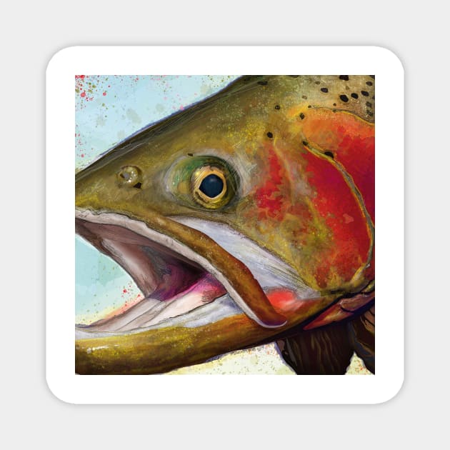 Greenback Cutthroat Trout Head Painting Magnet by fishweardesigns