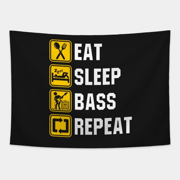 Eat Sleep Bass Repeat Tapestry by KawaiiDread