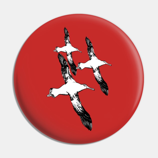 A Trio of Wandering Albatross Pin by topologydesign