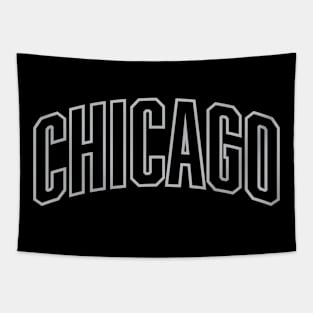 Chicago Silver/Gray Outline Typography Tapestry