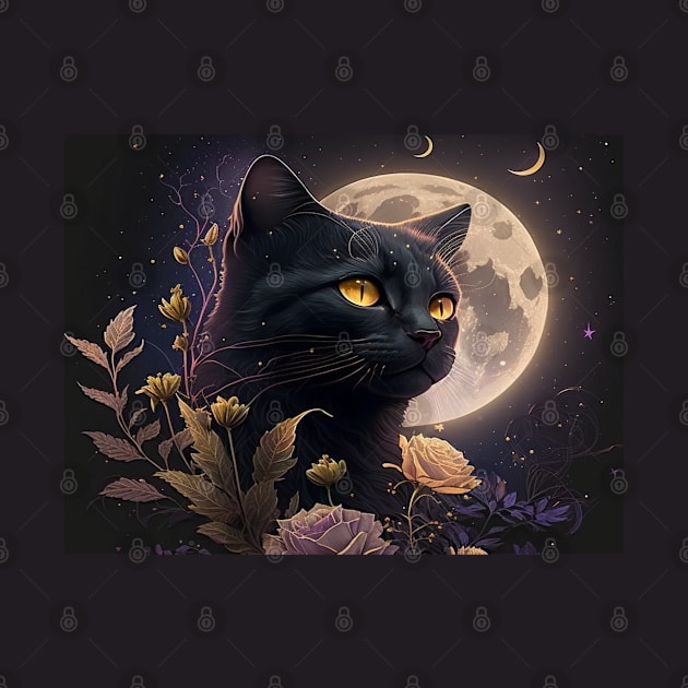 Mystical black cat design by jennydesigns