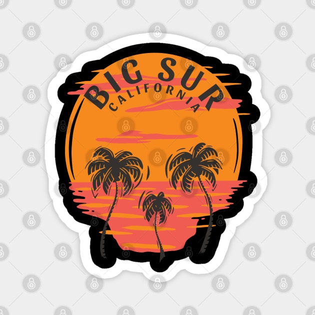 Big Sur California Sunset Skull and Palm Trees Magnet by Eureka Shirts