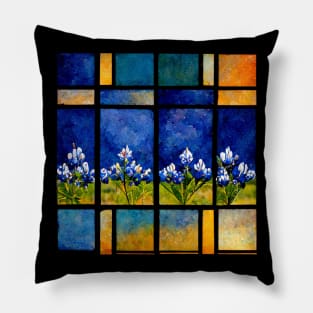 Texas Bluebonnets Stained Glass Pillow