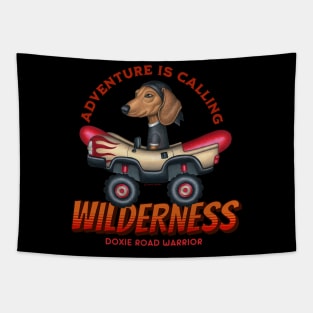 Dachshund Wilderness Adventure is Calling Tapestry