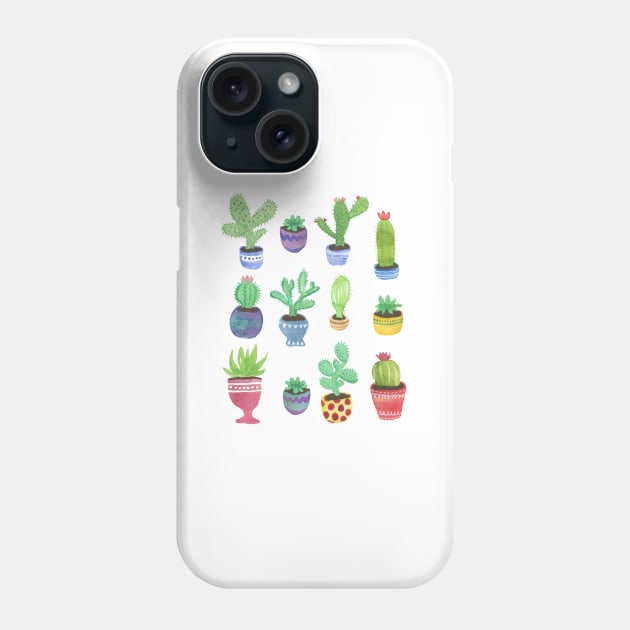 Cactus + Succulent Watercolor Phone Case by latheandquill