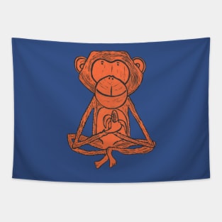 Cheeky Monkey, orange on purple Tapestry