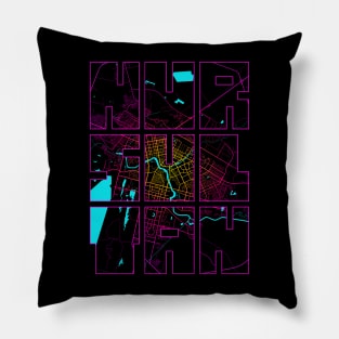 Nur Sultan, Kazakhstan City Map Typography - Neon Pillow