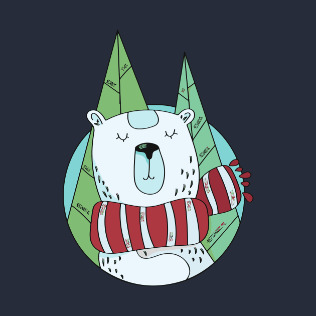 Winter Polar Bear with Scarf by SLAG_Creative