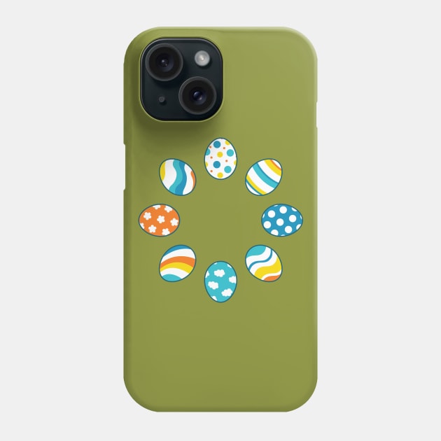 Eggs | Yellow Orange Blue | Stripes | Dots | Clouds | Dark Green Phone Case by Wintre2