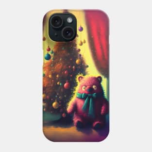 Christmas teddy bear under the tree Phone Case