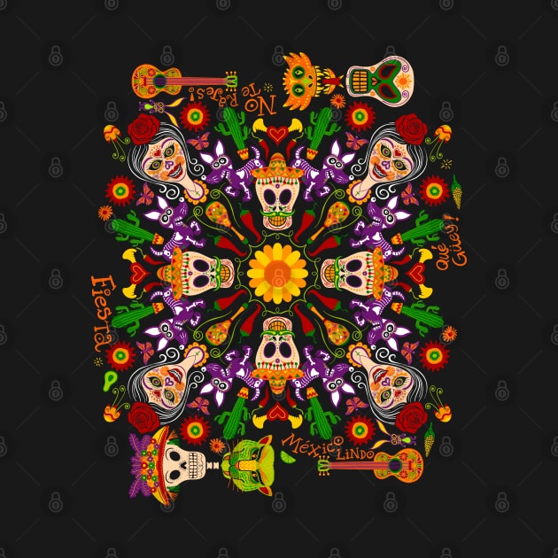 Day of the dead mandala for a cheerful Mexican holiday celebration by zooco