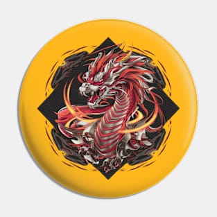 "Celestial Fire: Year of the Dragon Ukiyo-e" - Chinese Zodiac Dragon Pin