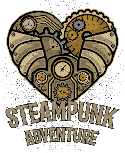 Retro Futurism - Love Heart Steampunk Adventure 1 Magnet