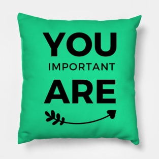 You are Important Black Arrow Typography Pillow