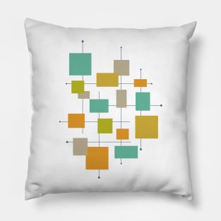 Turquoise Green Orange Square Mid Century Pillow