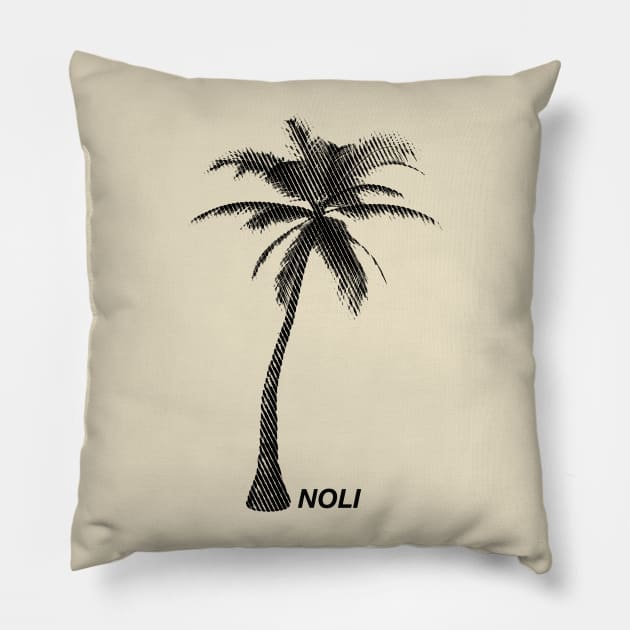 Minimalist Black and White Palm Tree Print Pillow by NorthOfLongIsland