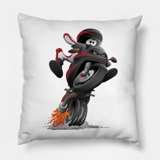 Sportbike motorcycle cartoon illustration Pillow