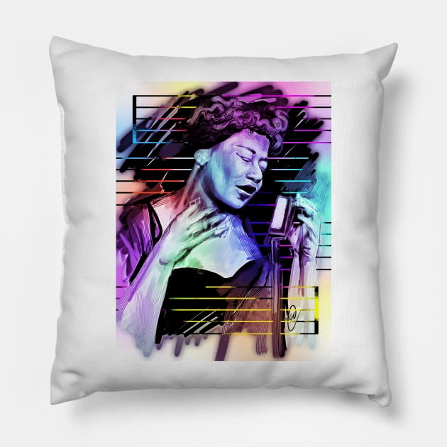 Ella Fitzgerald - digital painting Pillow by dangerbeforeyou