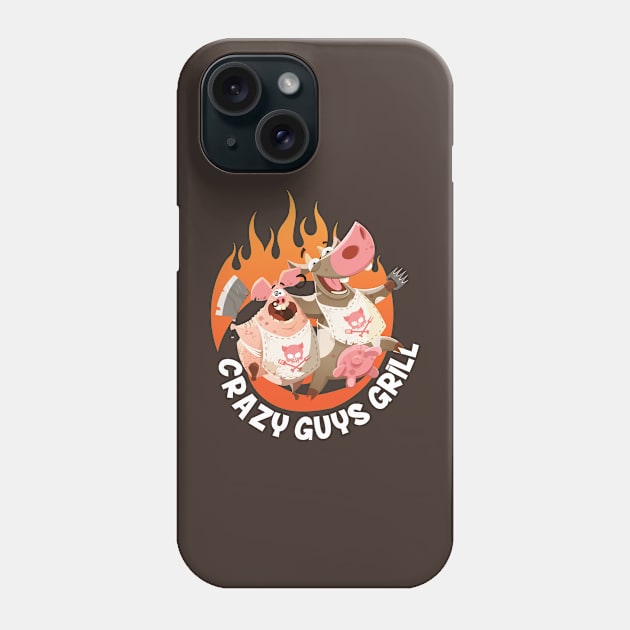 Crazy Guys Grill Phone Case by Celestial Rex