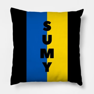 Sumy City in Ukrainian Flag Vertical Pillow