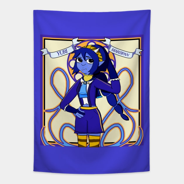 Yuri Marzipan the Oni - Cosplay Nouveau (blue and gold) Tapestry by VixenwithStripes