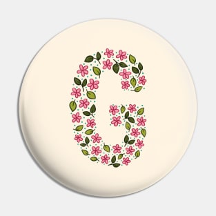 Floral Monogram Letter G Pin