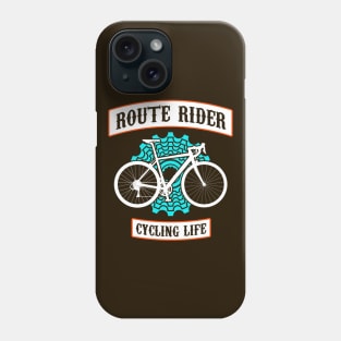 Route rider, cycling life art with blue back cassette or back pinion and white route bycicle Phone Case