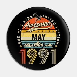 Awesome Since May 1991 Vintage 32nd Birthday Pin