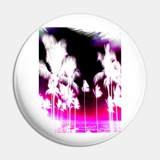 Pink Beach Exotic Palm Trees Abstract Designer Pin
