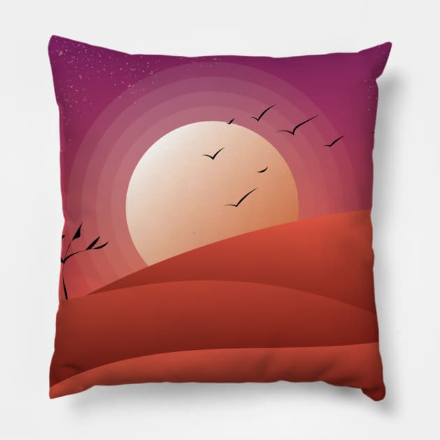 A starry evening desert sunset | Landscape artbyergate Pillow by Art by Ergate