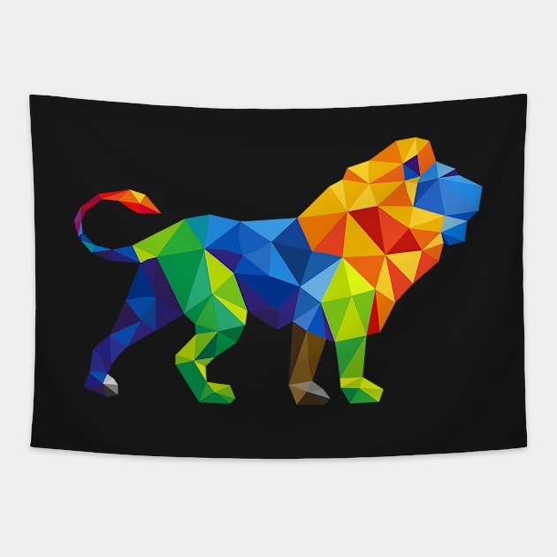 Geometric lion Tapestry by obmik