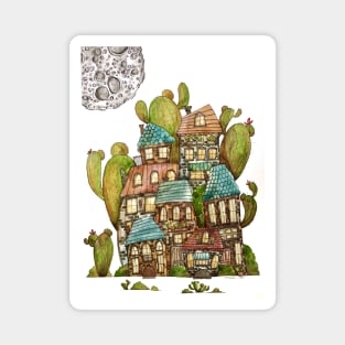 Whimsical Houses Abstract Magnet