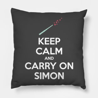 Keep Calm and Carry On Simon (White Text) Pillow