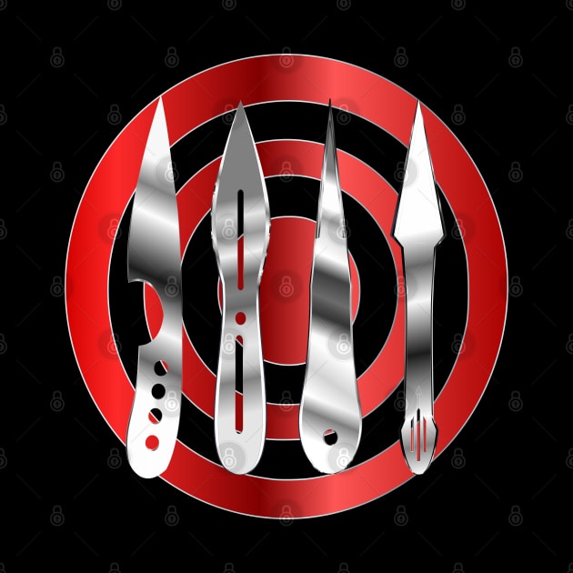 Assorted Throwing Knives and Target by geodesyn