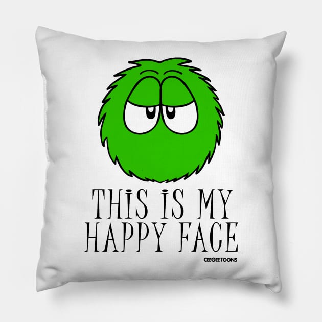 Happy Face - Fluffball Friends Pillow by CeeGeeToons