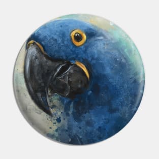 Chaotic Painting of a Blue Parrot Pin