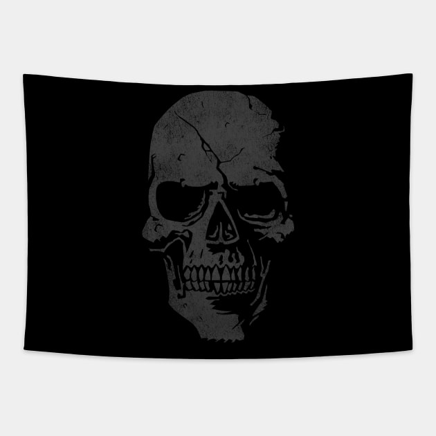 Skull Graphic - Cool Badass Distressed Art - Gray Tapestry by tommartinart