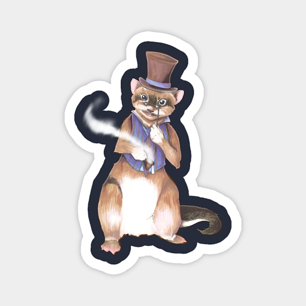 Kingsley, Gentlemen Ferret - Gentlemen Animals Series Magnet by FishWithATopHat