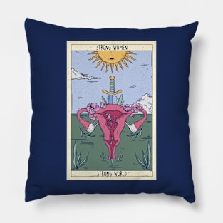 Strong Women, Strong World Tarot Card // Mind Your Own Uterus // Feminist Pillow